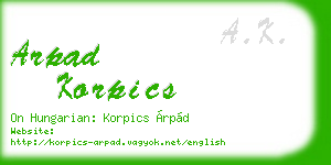 arpad korpics business card