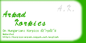 arpad korpics business card